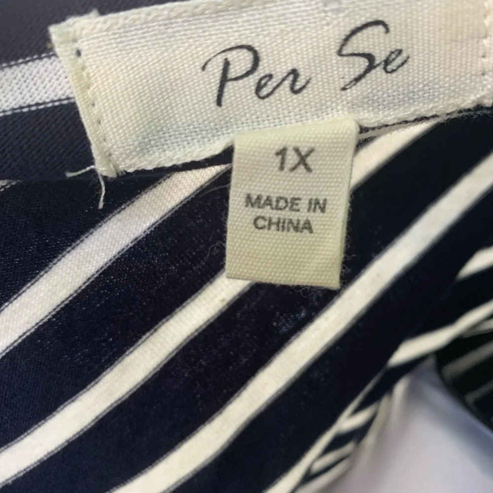 PER SE Stripped Long Sleeve Top Size 1X - Picture 3 of 4